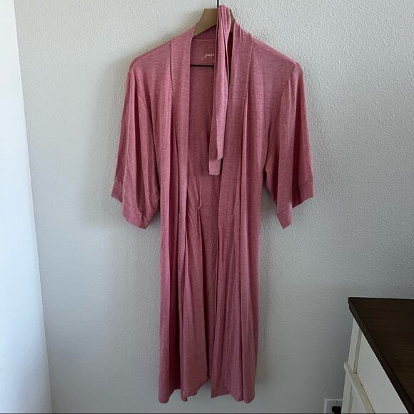 Papinella Heather Pink Attached Tie Soft Lightweight Stretchy Loungewear Robe XS - Picture 1 of 8